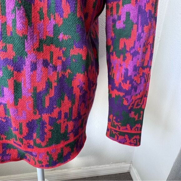 Isaac Mizrahi Live Art Deco Cardigan Sweater Knit Zip Up SZ M - Picture 9 of 16